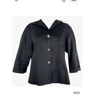 Lauren Ralph Lauren Sateen Jacket w/ 3/4 Sleeves in Dark Black/Silver Women’s S